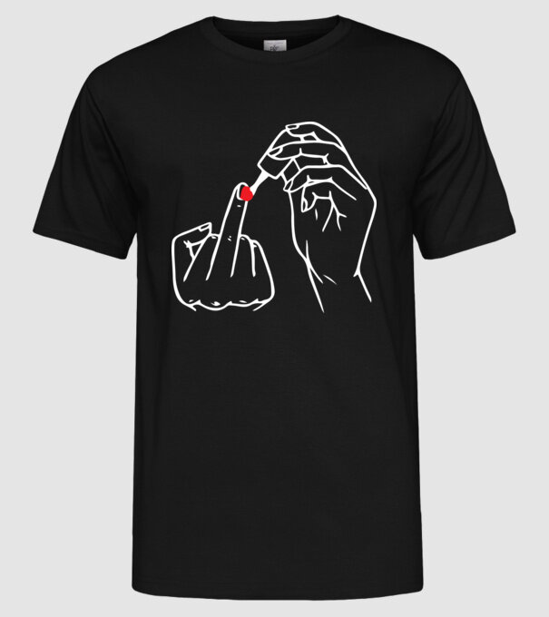 Nail polish Fuck U model negru pe tricou