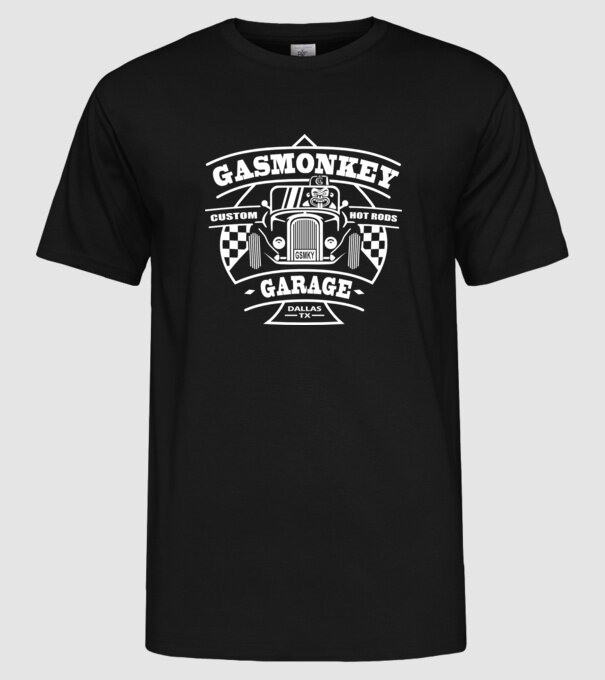 Gas Monkey model negru pe tricou