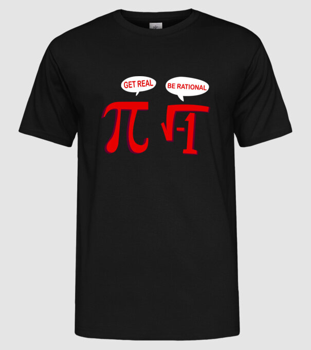 Get real, be rational model negru pe tricou