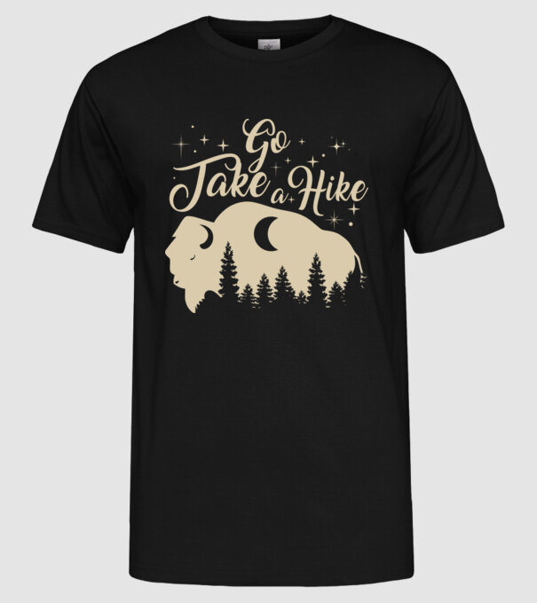 Go take a hike buffalo model negru pe tricou