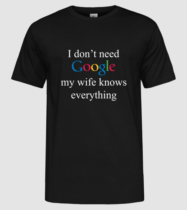 Google wife model negru pe tricou