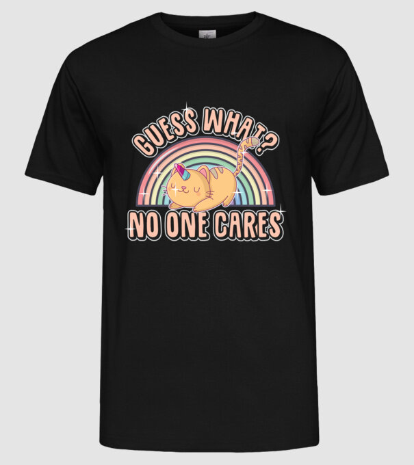 Guess what pisică-unicorn model negru pe tricou