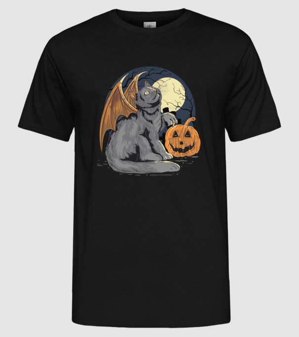 Halloween cica model negru pe tricou