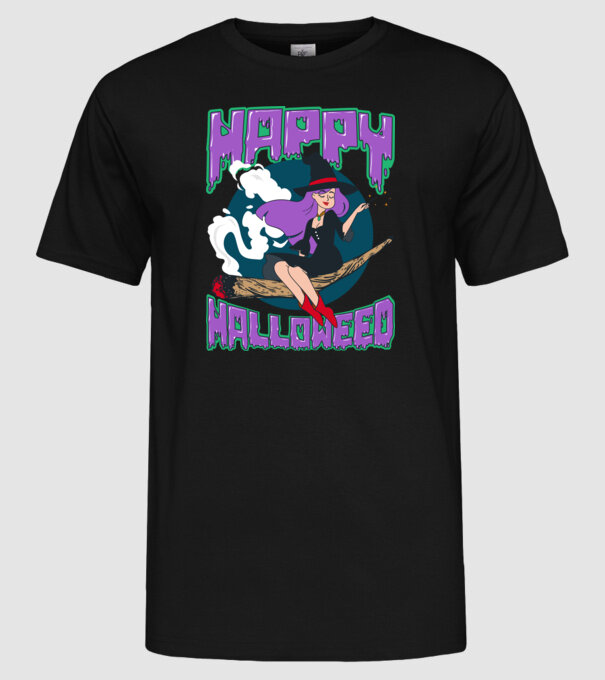 Happy Halloweed model negru pe tricou