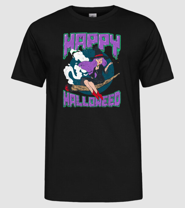 Happy Halloweed model negru pe tricou
