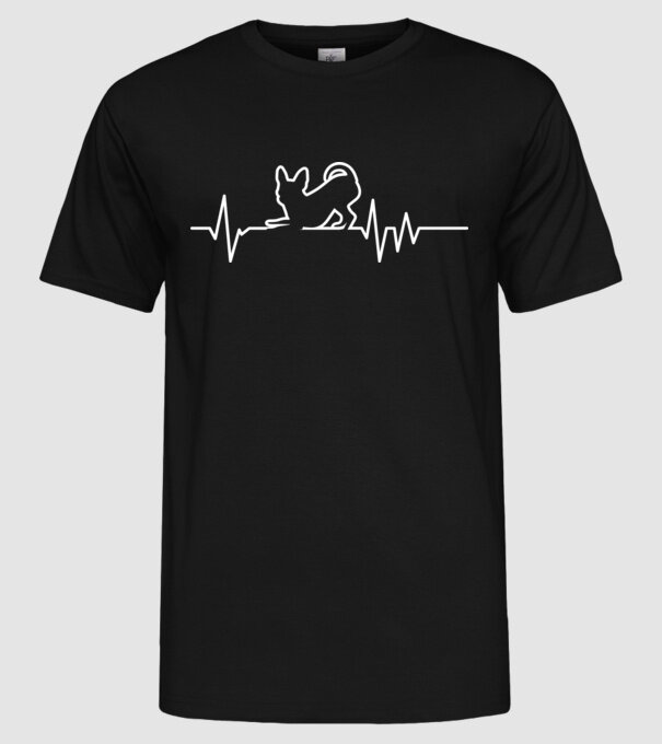 Heartbeat line Chihuahua model negru pe tricou