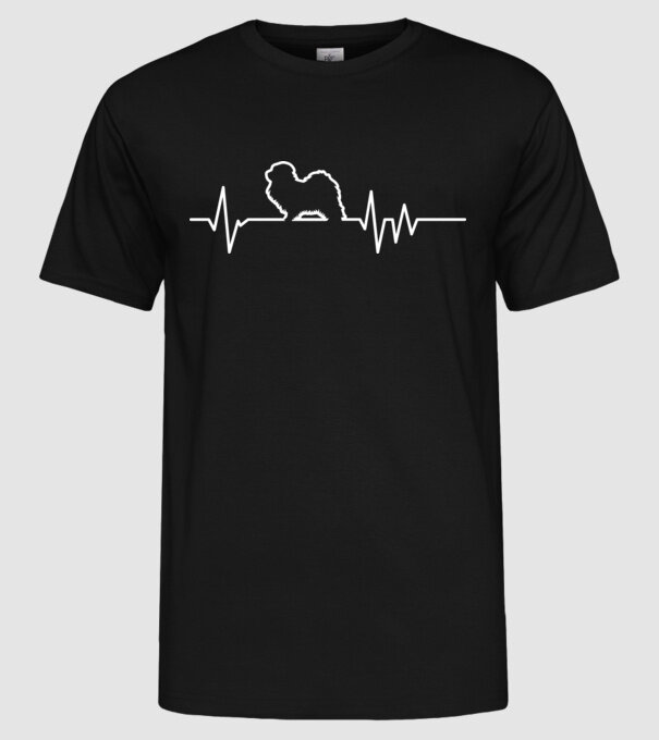Heartbeat line Havanese model negru pe tricou