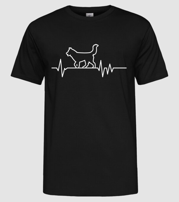 Heartbeat line Husky model negru pe tricou