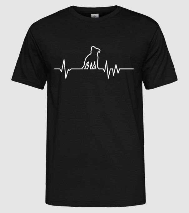 Heartbeat line Staffordshire Terrier model negru pe tricou