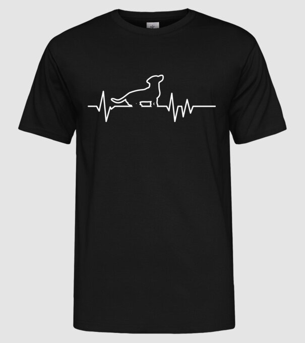 Heartbeat line Teckel model negru pe tricou