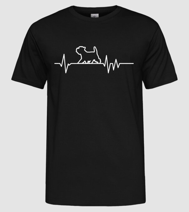 Heartbeat line Westie model negru pe tricou