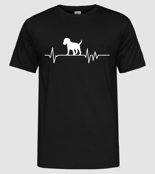 Heartbeat silueta Beagle model negru pe tricou
