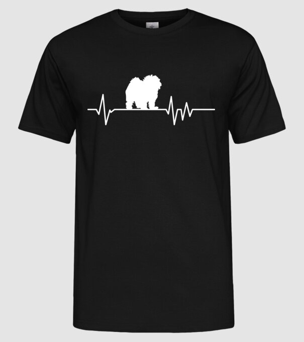 Heartbeat silueta Bolognese model negru pe tricou