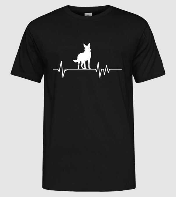 Heartbeat siluetă Ciobănesc german model negru pe tricou