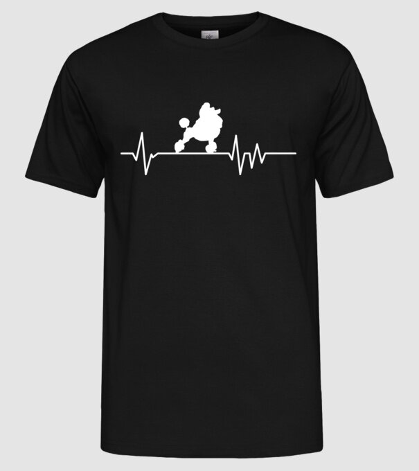 Heartbeat silueta Pudel model negru pe tricou