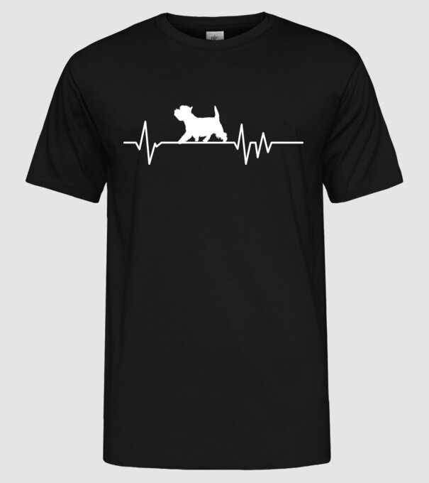 Heartbeat silueta Westie model negru pe tricou