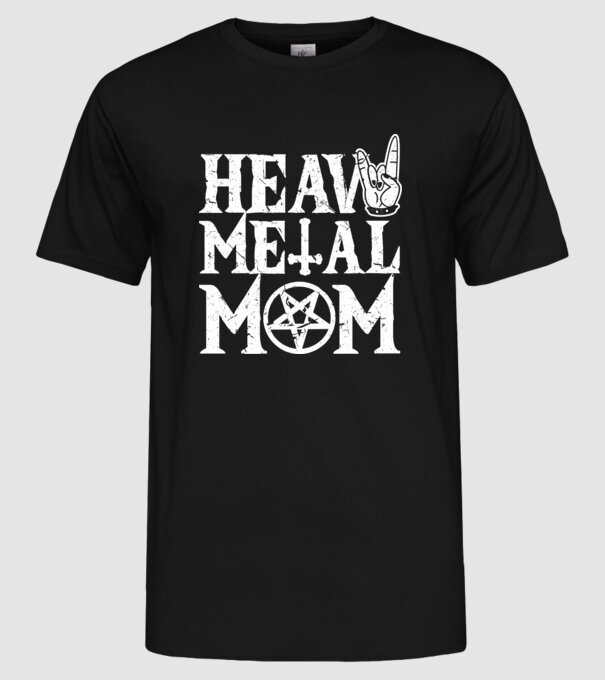Heavy Metal Mom model negru pe tricou