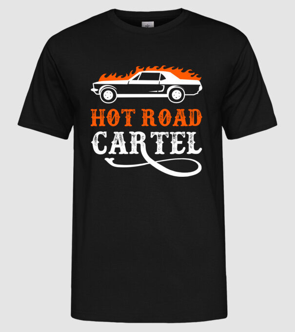 Hot road cartel model negru pe tricou