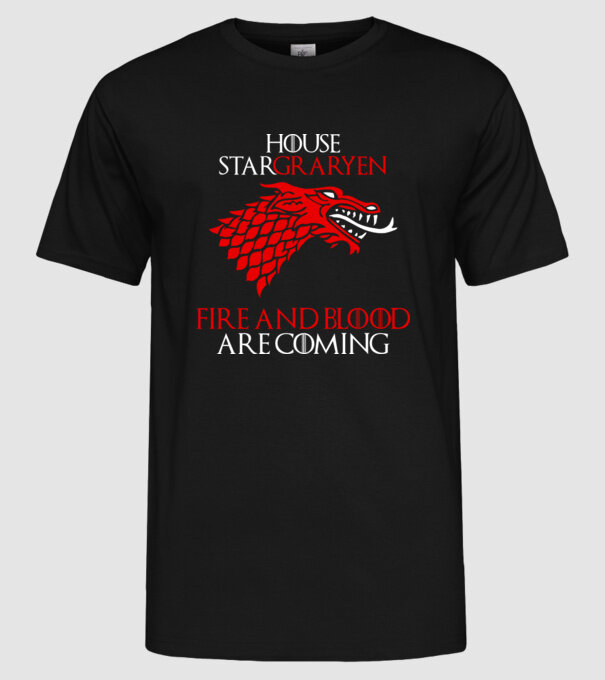house stargaryen model negru pe tricou