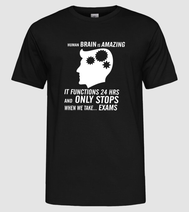 Human brain is amazing model negru pe tricou