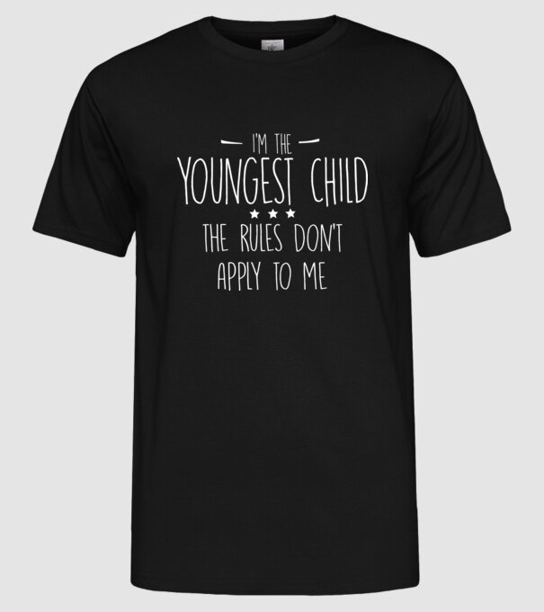 I'm the youngest child model negru pe tricou