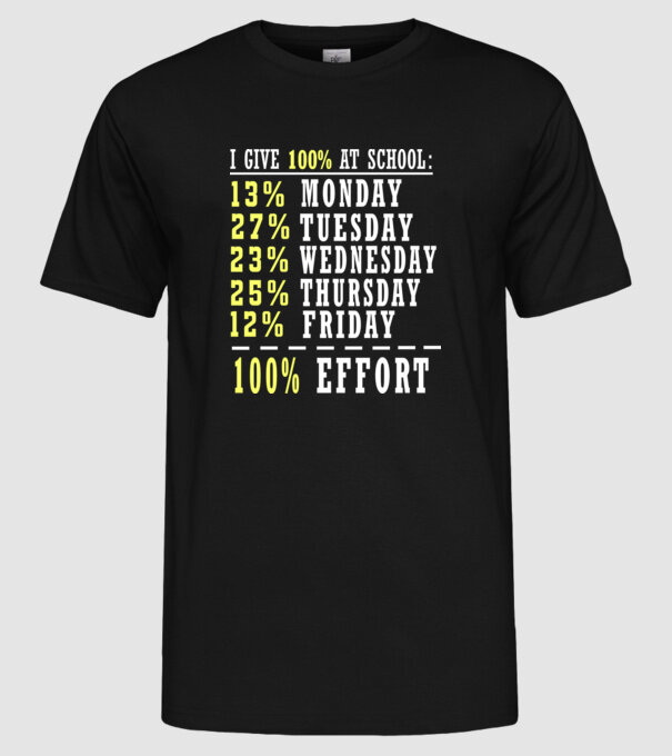 I give 100% at school model negru pe tricou