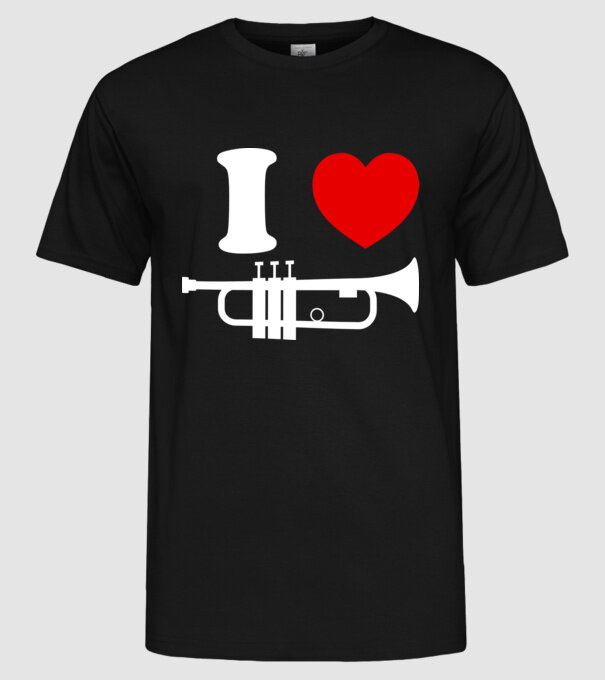 I heart trumpet model negru pe tricou