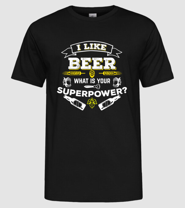 i like beer model negru pe tricou