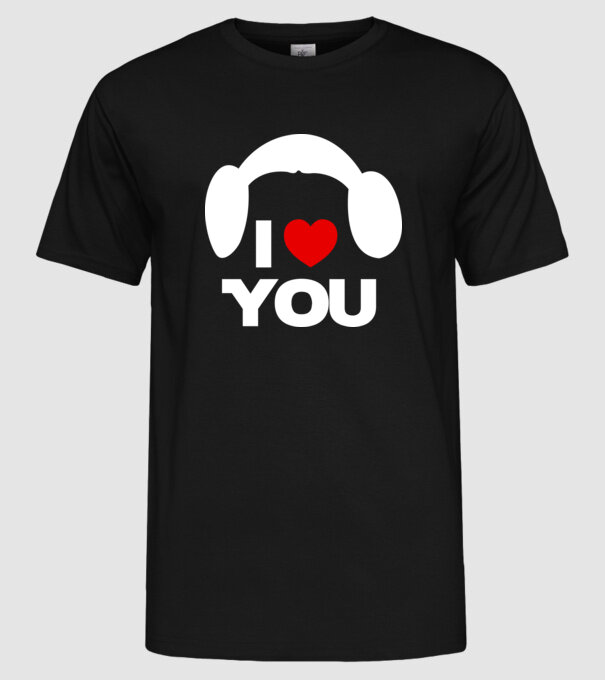 i love u model negru pe tricou