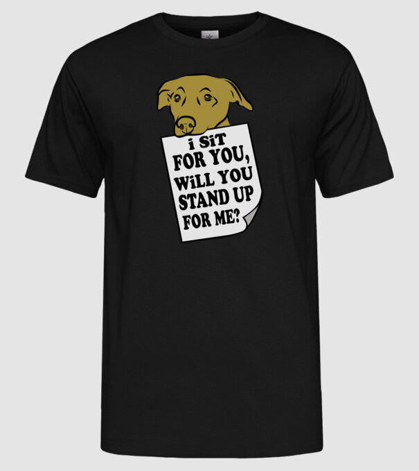 I sit for you model negru pe tricou
