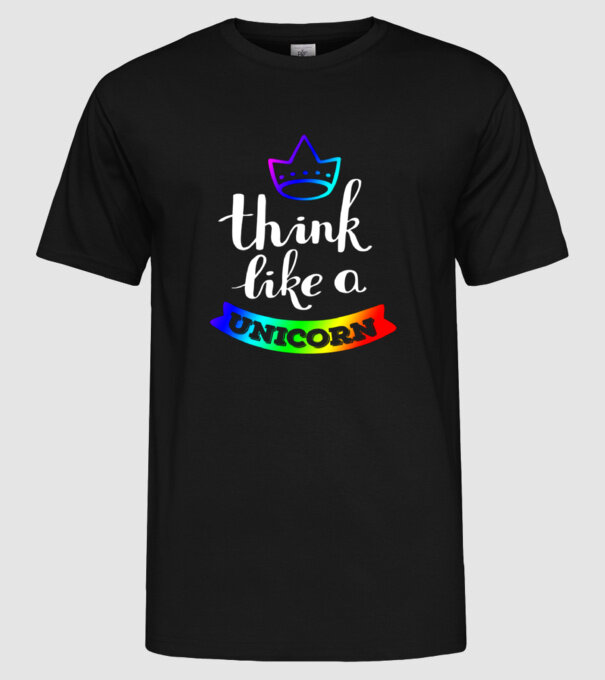 I think like a UNICORN model negru pe tricou