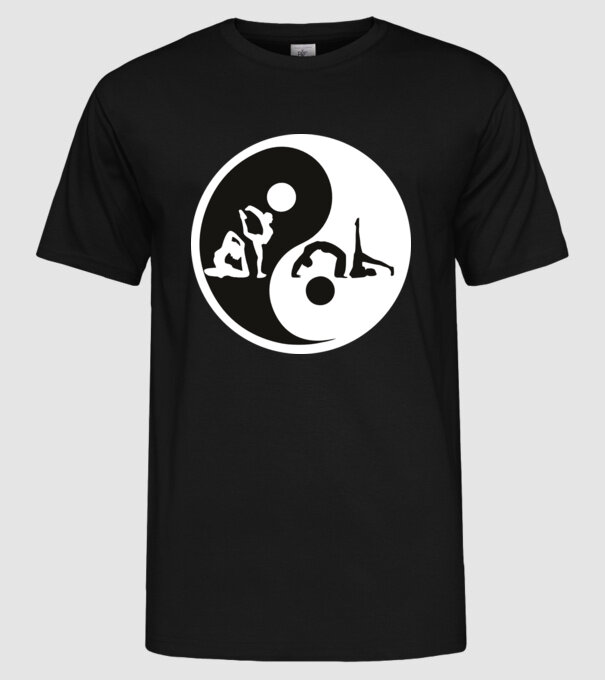 Yoga yin-yang model negru pe tricou