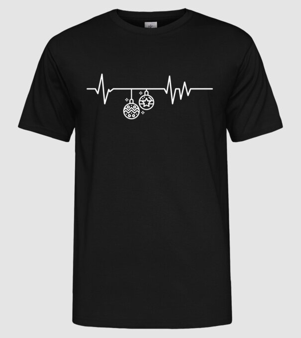 heartbeat Crăciun model negru pe tricou