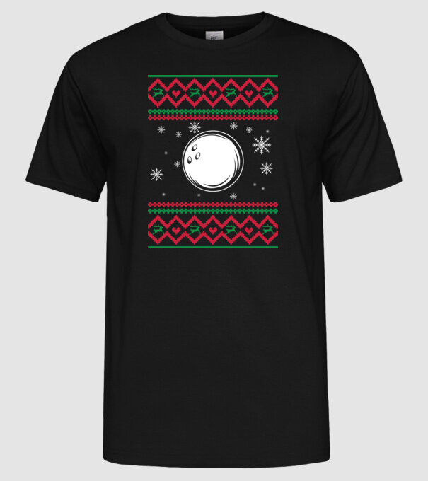 Model tricotat de Crăciun - bowling model negru pe tricou