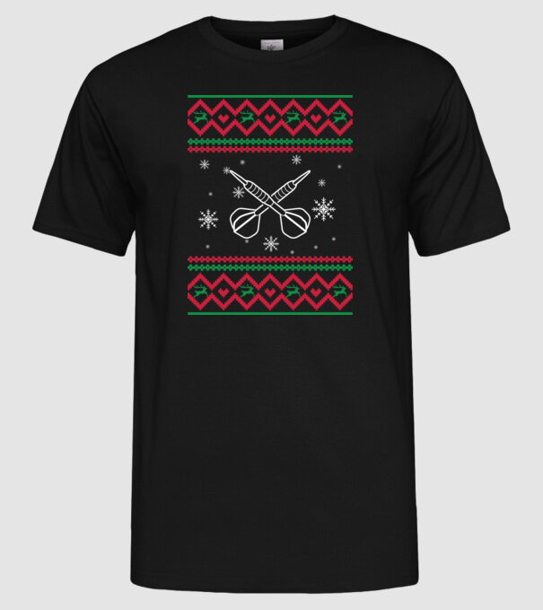 model tricotat de Crăciun - darts model negru pe tricou