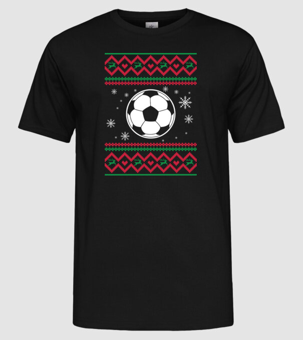 Model tricotat de Crăciun - fotbal model negru pe tricou