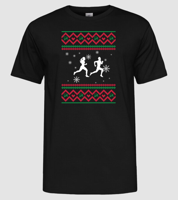 Model tricotat de Crăciun - alergători model negru pe tricou