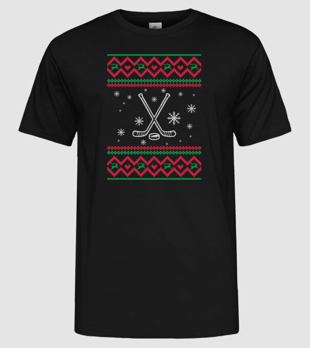 Model tricotat de Crăciun - hochei model negru pe tricou