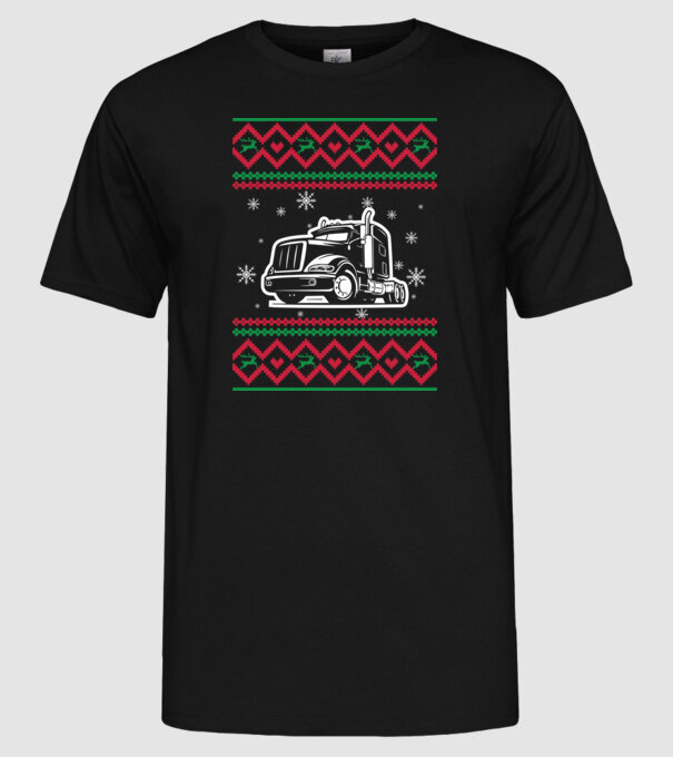 Model tricotat de Crăciun - camion model negru pe tricou
