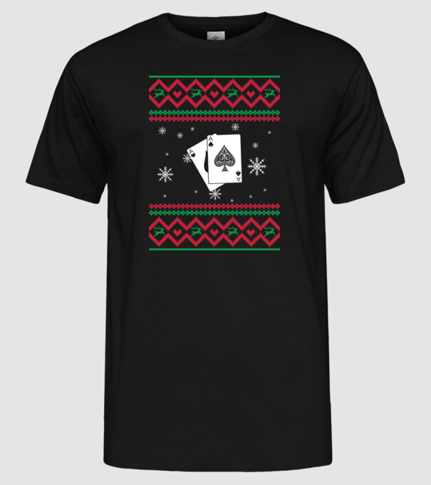 Model tricotat de Crăciun - poker model negru pe tricou