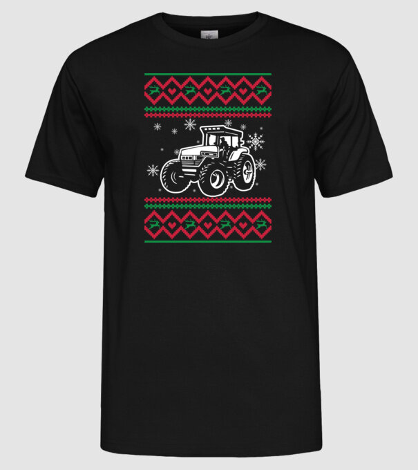 Model tricotat de Crăciun - tractorist model negru pe tricou