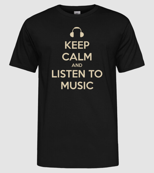 keep calm and listen to music model negru pe tricou