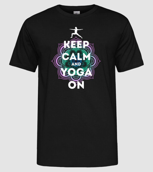 keepcalm yoga white model negru pe tricou