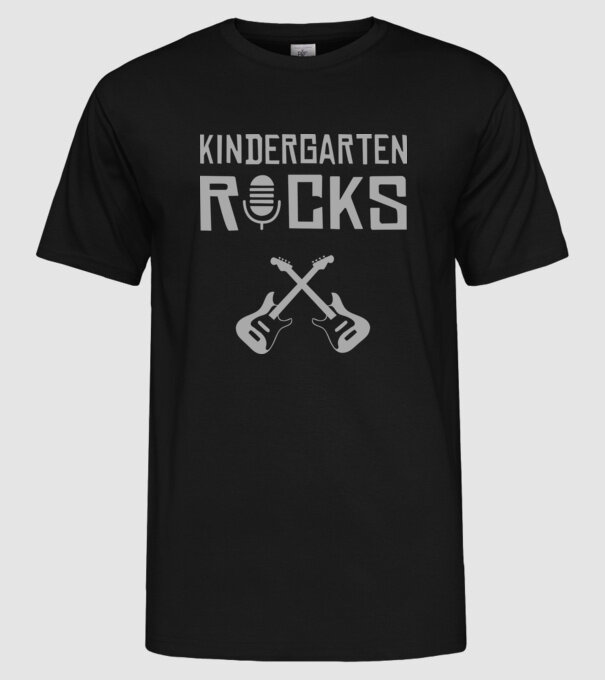 Kindergarten rocks model negru pe tricou