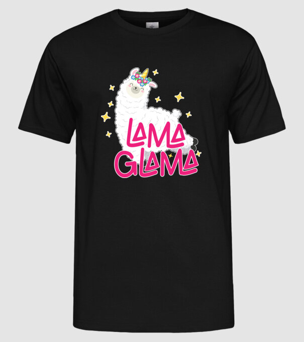 Lama glama model negru pe tricou