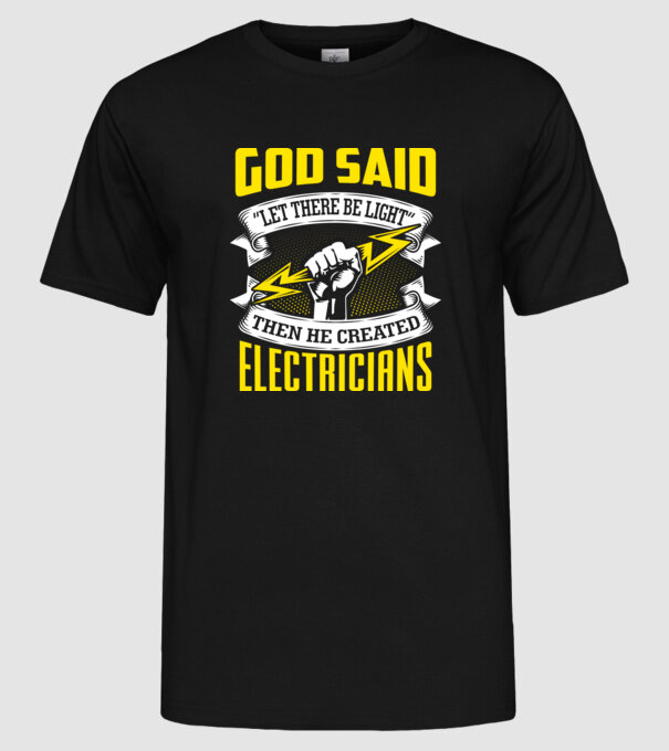 Let there be light model negru pe tricou