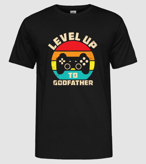 Level Up Godfather model negru pe tricou