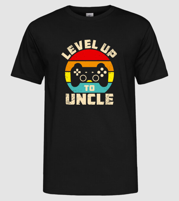 Level Up Uncle model negru pe tricou