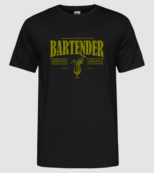 Lifestyle Bartender model negru pe tricou