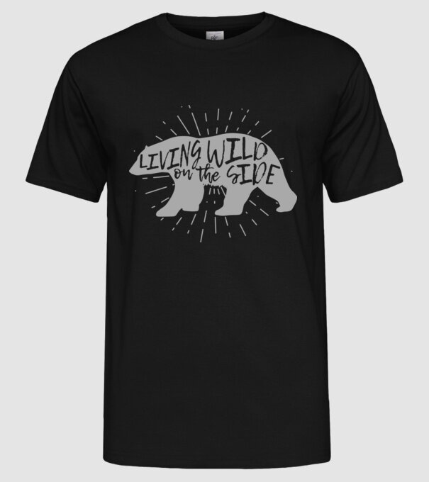 Living on a wild side X model negru pe tricou
